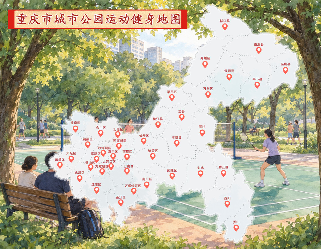 重庆市城市公园运动健身地图。市城市管理局供图
